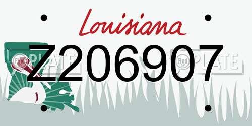 Z206907 Louisiana License Plate