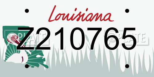 Z210765 Louisiana License Plate