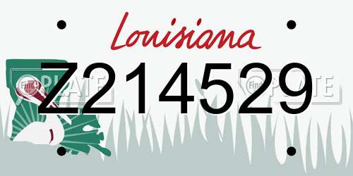 Z214529 Louisiana License Plate