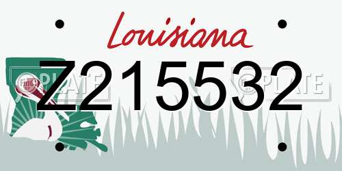 Z215532 Louisiana License Plate