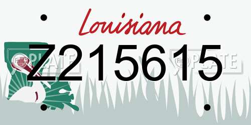 Z215615 Louisiana License Plate