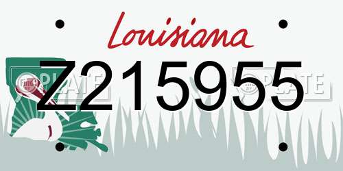 Z215955 Louisiana License Plate