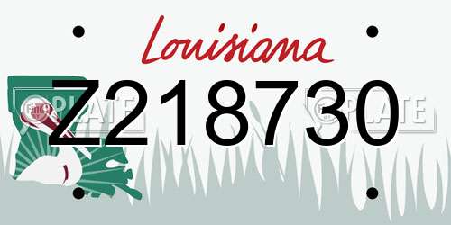 Z218730 Louisiana License Plate