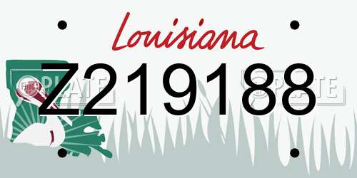 Z219188 Louisiana License Plate
