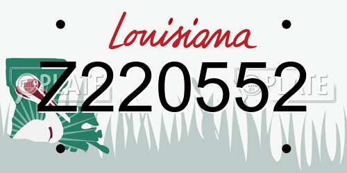 Z220552 Louisiana License Plate