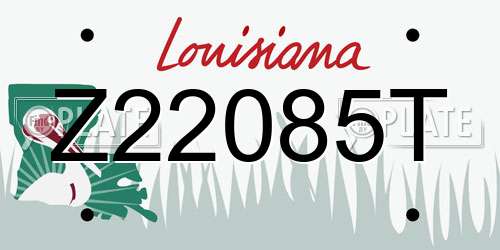 Z22085T Louisiana License Plate