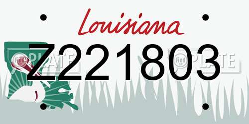 Z221803 Louisiana License Plate