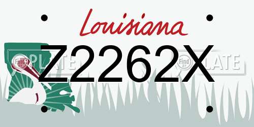 Z2262X Louisiana License Plate