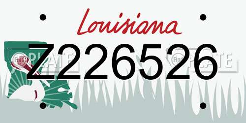 Z226526 Louisiana License Plate