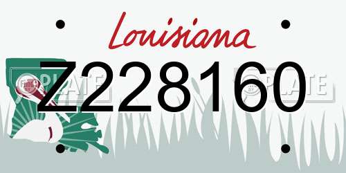 Z228160 Louisiana License Plate
