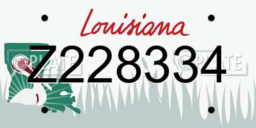 Z228334 Louisiana License Plate