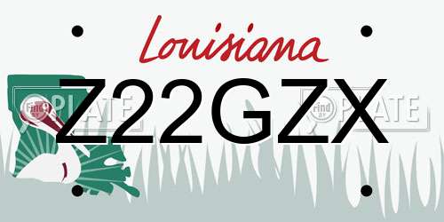 Z22GZX Louisiana License Plate