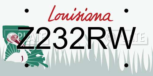 Z232RW Louisiana License Plate