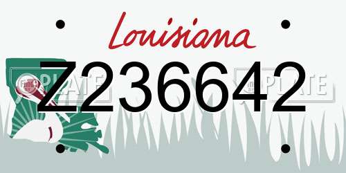 Z236642 Louisiana License Plate