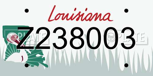 Z238003 Louisiana License Plate