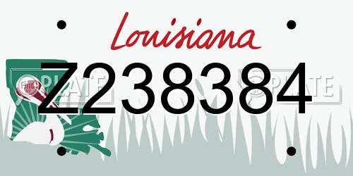 Z238384 Louisiana License Plate