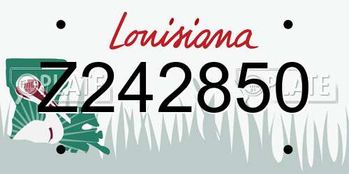 Z242850 Louisiana License Plate