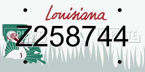 Z258744 Louisiana License Plate