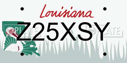 Z25XSY Louisiana License Plate