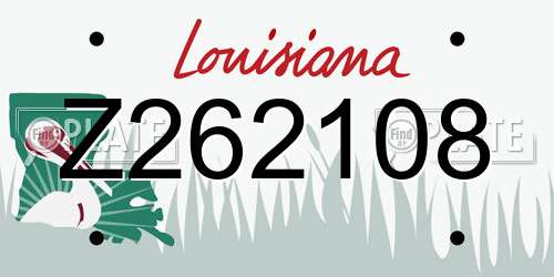 Z262108 Louisiana License Plate