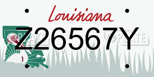 Z26567Y Louisiana License Plate