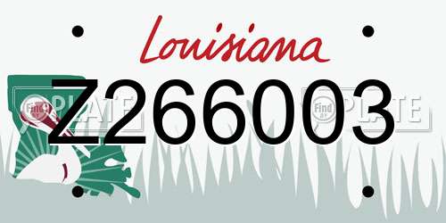Z266003 Louisiana License Plate