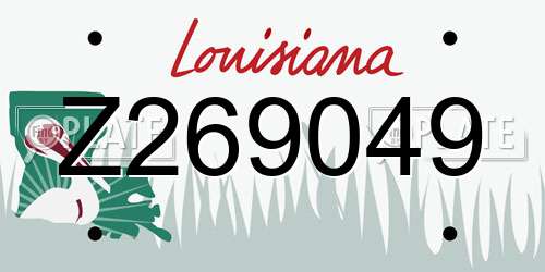 Z269049 Louisiana License Plate