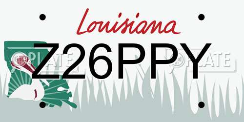 Z26PPY Louisiana License Plate