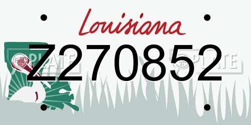 Z270852 Louisiana License Plate