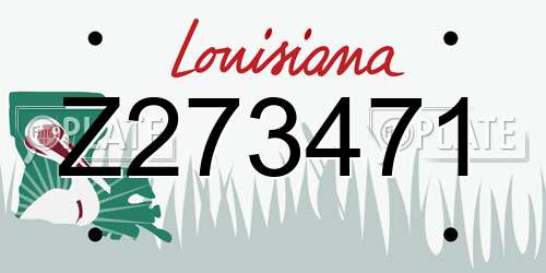 Z273471 Louisiana License Plate