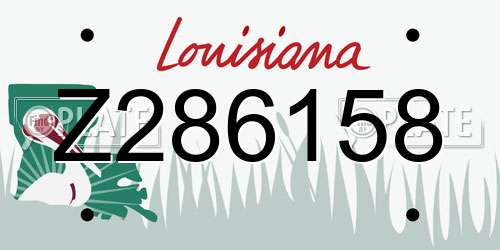 Z286158 Louisiana License Plate