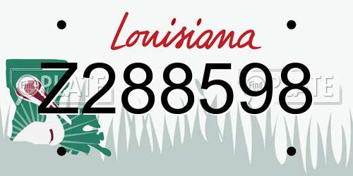 Z288598 Louisiana License Plate