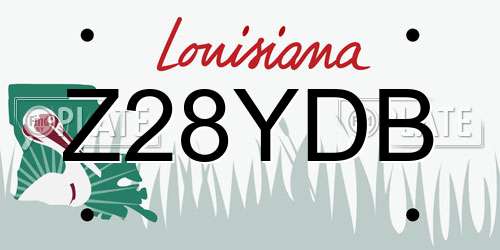 Z28YDB Louisiana License Plate