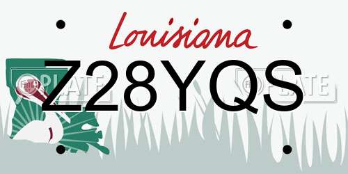 Z28YQS Louisiana License Plate