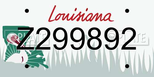 Z299892 Louisiana License Plate