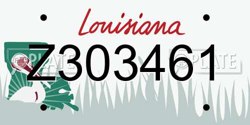 Z303461 Louisiana License Plate