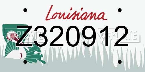 Z320912 Louisiana License Plate