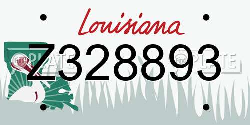 Z328893 Louisiana License Plate