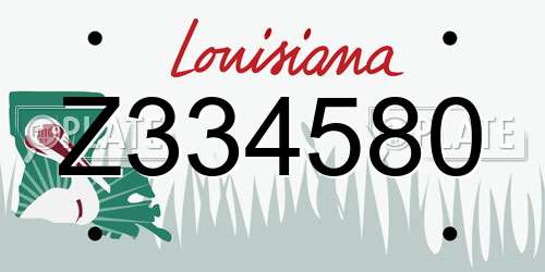 Z334580 Louisiana License Plate