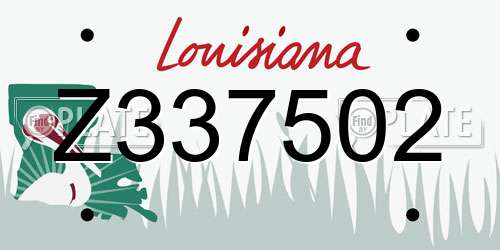 Z337502 Louisiana License Plate