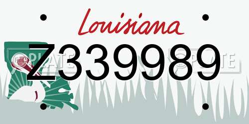 Z339989 Louisiana License Plate
