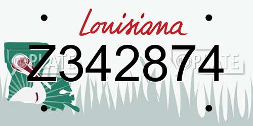 Z342874 Louisiana License Plate