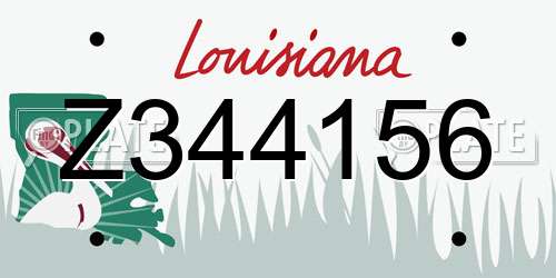 Z344156 Louisiana License Plate