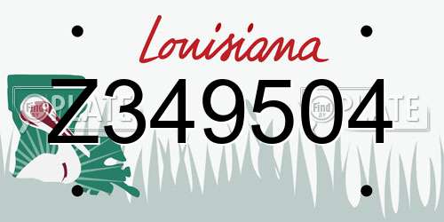 Z349504 Louisiana License Plate