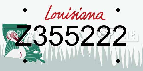 Z355222 Louisiana License Plate