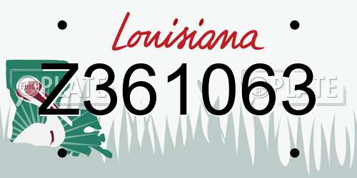 Z361063 Louisiana License Plate