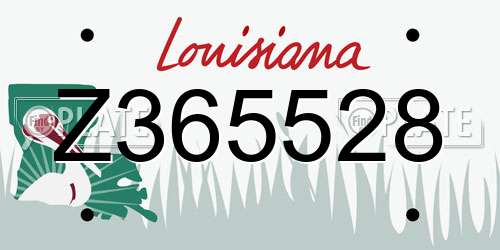 Z365528 Louisiana License Plate