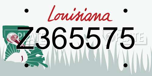 Z365575 Louisiana License Plate