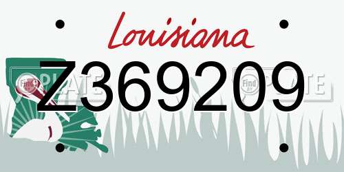 Z369209 Louisiana License Plate
