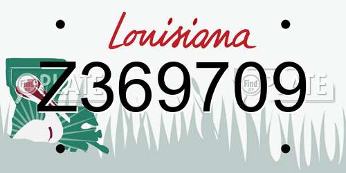Z369709 Louisiana License Plate